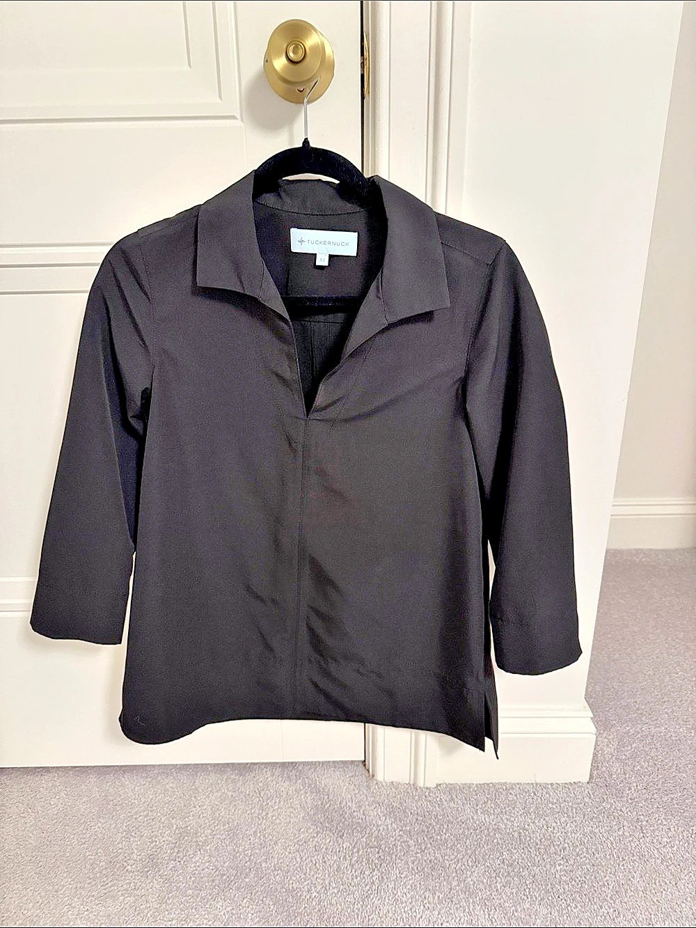 Tuckernuck Black Margot Stand Collar Blouse Black XS